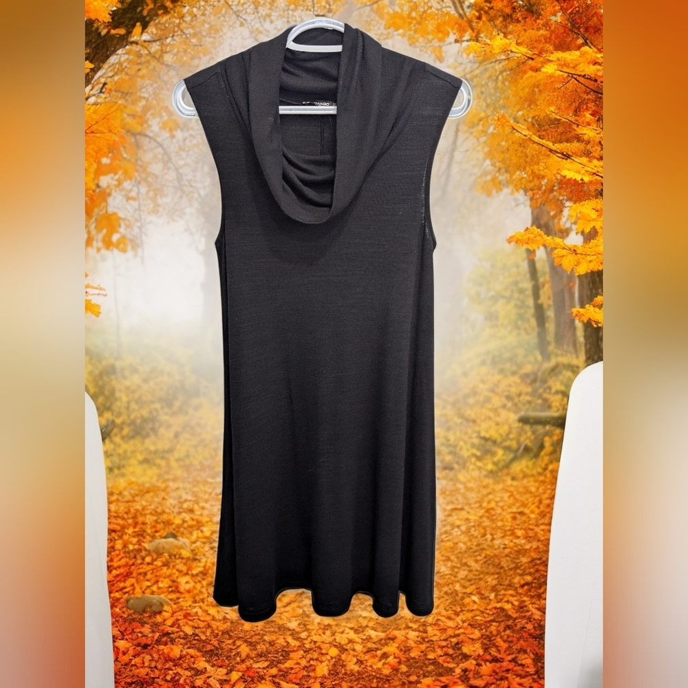 Mango Black Cowl Neck Midi Dress